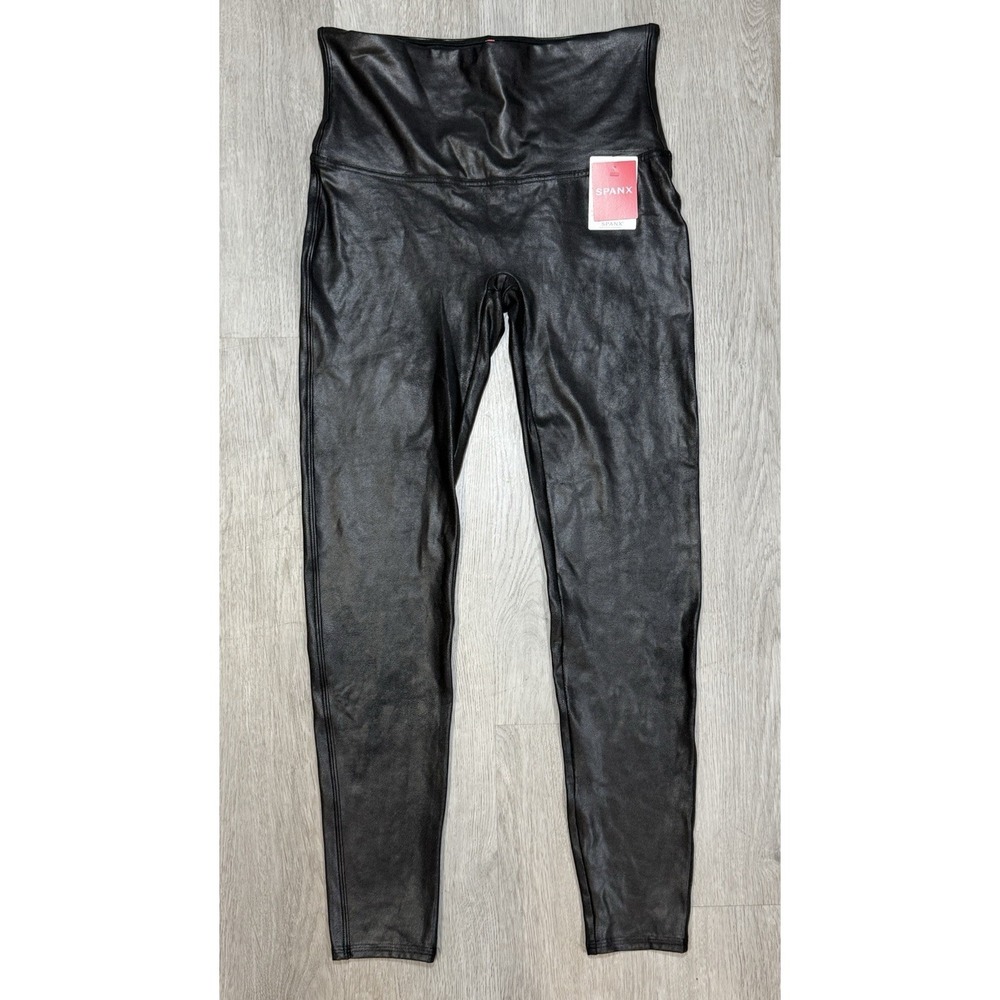 Spanx Faux Leather Leggings Women Size XL Black High Waisted Tummy Control NWT - Picture 2 of 11